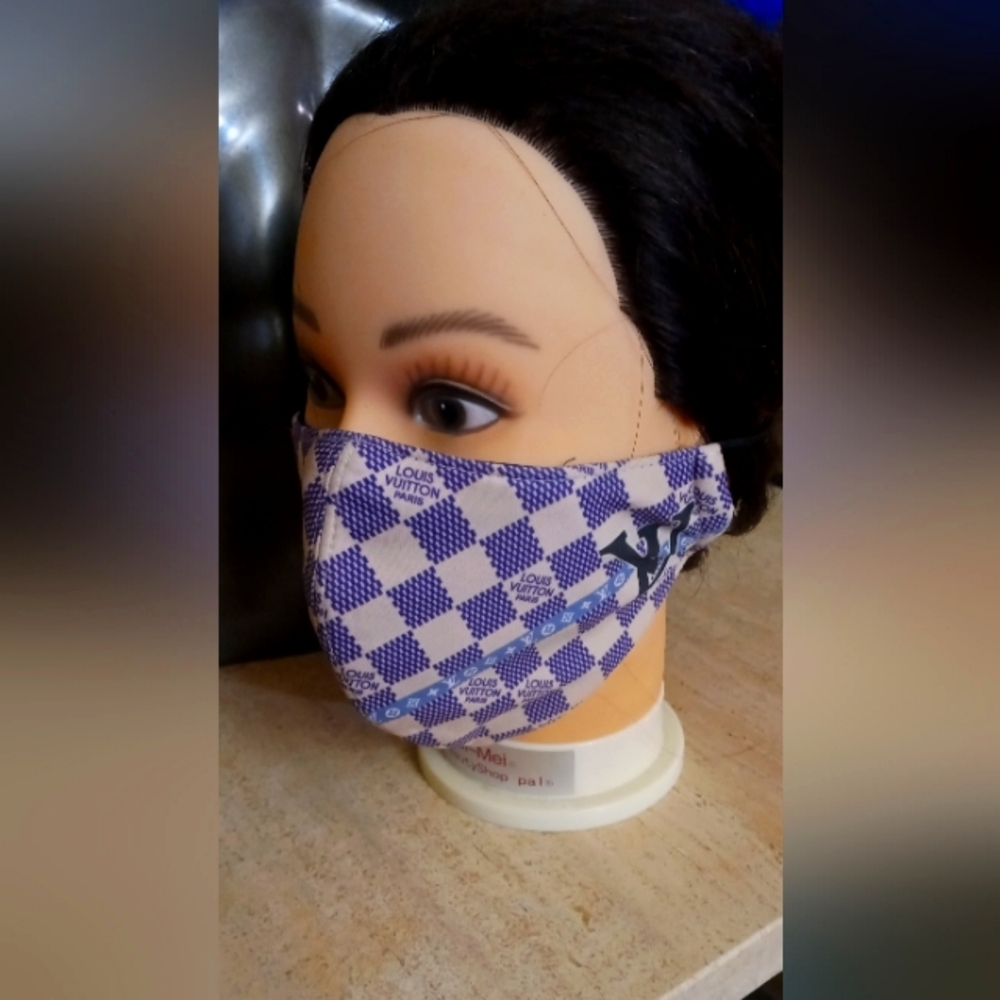 Louis Vuitton Blue Checkered Face Mask